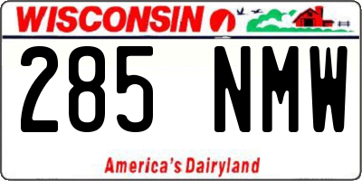 WI license plate 285NMW