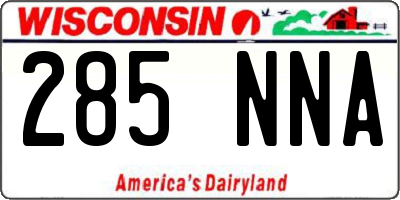 WI license plate 285NNA