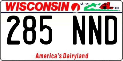 WI license plate 285NND