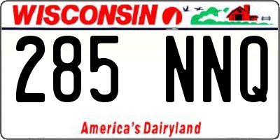 WI license plate 285NNQ