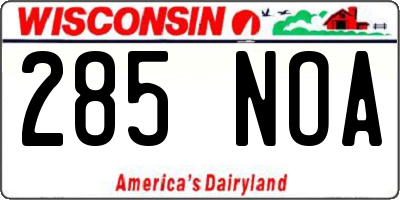 WI license plate 285NOA