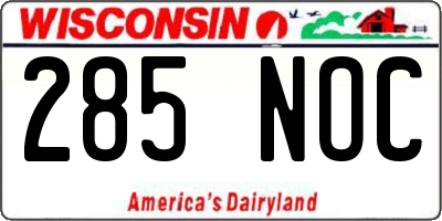 WI license plate 285NOC