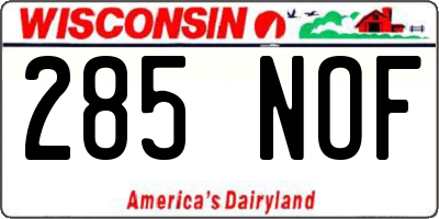 WI license plate 285NOF