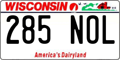 WI license plate 285NOL