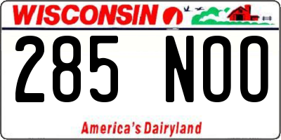 WI license plate 285NOO