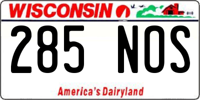 WI license plate 285NOS