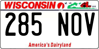 WI license plate 285NOV