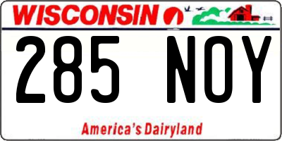 WI license plate 285NOY