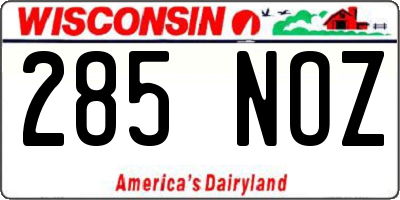 WI license plate 285NOZ