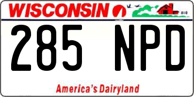 WI license plate 285NPD