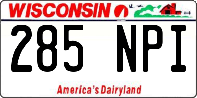WI license plate 285NPI