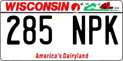 WI license plate 285NPK