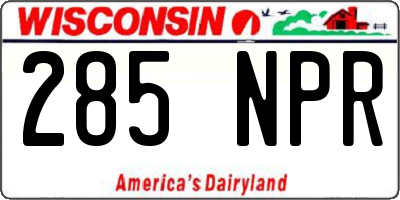 WI license plate 285NPR