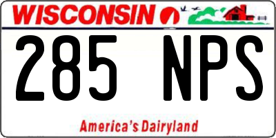 WI license plate 285NPS