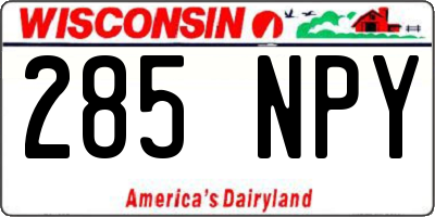 WI license plate 285NPY
