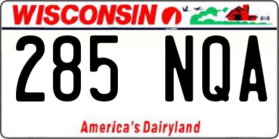 WI license plate 285NQA