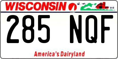 WI license plate 285NQF