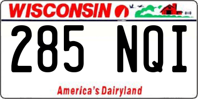 WI license plate 285NQI