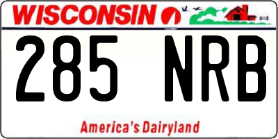 WI license plate 285NRB