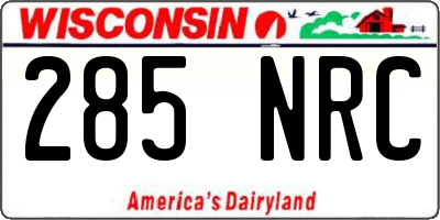 WI license plate 285NRC