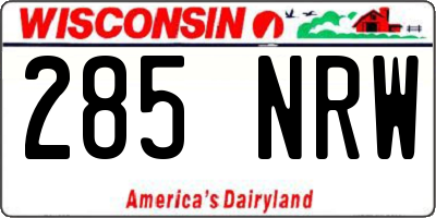 WI license plate 285NRW