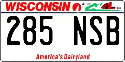WI license plate 285NSB