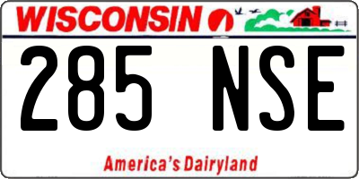 WI license plate 285NSE