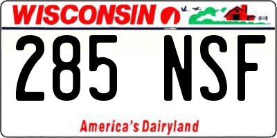 WI license plate 285NSF
