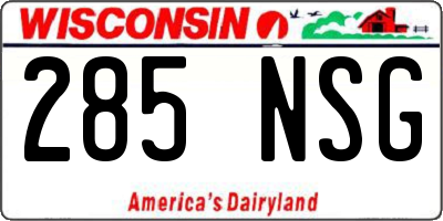 WI license plate 285NSG