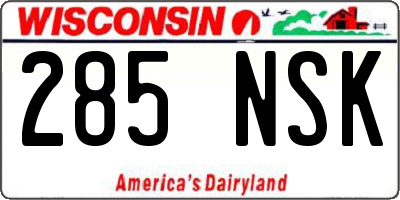 WI license plate 285NSK