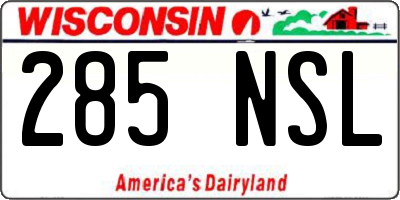 WI license plate 285NSL