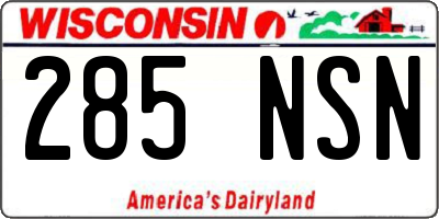WI license plate 285NSN