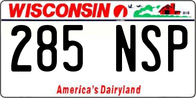 WI license plate 285NSP