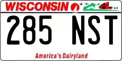 WI license plate 285NST