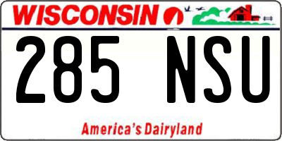 WI license plate 285NSU