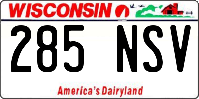 WI license plate 285NSV