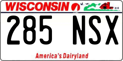 WI license plate 285NSX