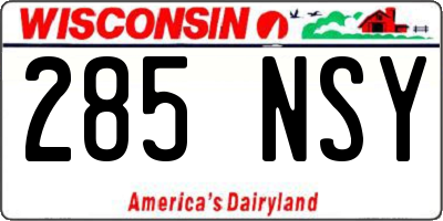 WI license plate 285NSY