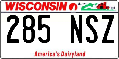 WI license plate 285NSZ