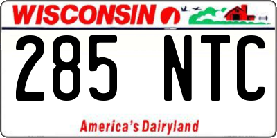 WI license plate 285NTC