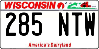 WI license plate 285NTW