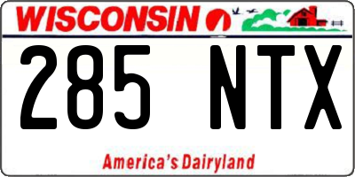 WI license plate 285NTX