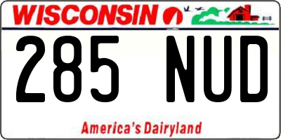 WI license plate 285NUD