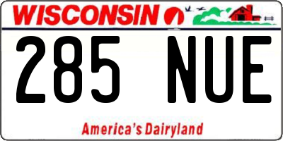 WI license plate 285NUE