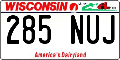 WI license plate 285NUJ