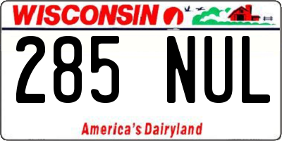 WI license plate 285NUL