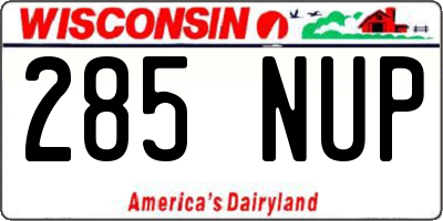 WI license plate 285NUP