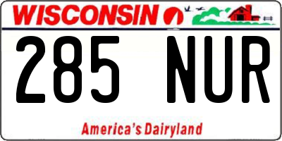 WI license plate 285NUR