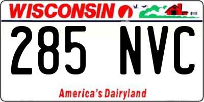 WI license plate 285NVC