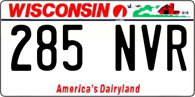 WI license plate 285NVR
